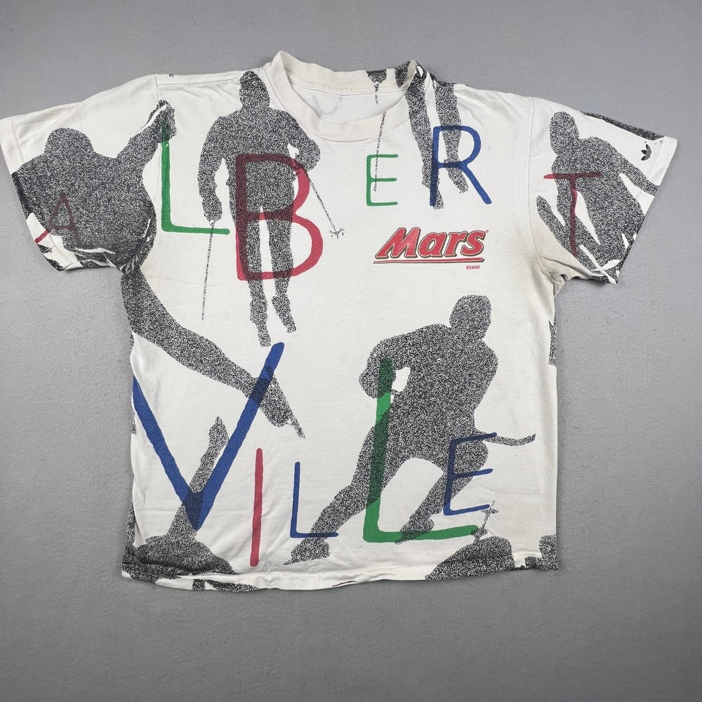 VTG Adidas T Shirt Mens XL 1992 Olympics Albertville Barcelona Mars Candy 90s
